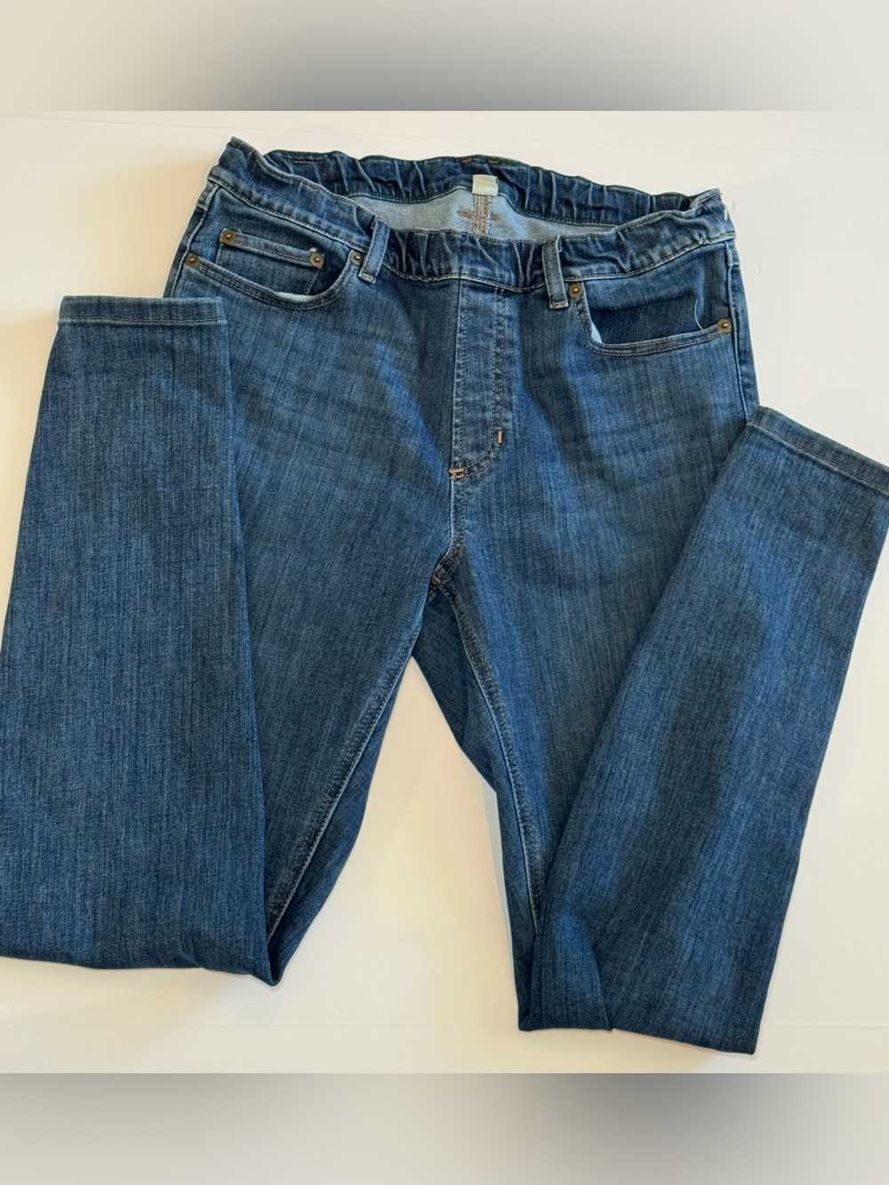 L.L.Bean 1912 Comfort Waist Straight Leg Jeans Women's 10 Reg Blue Denim